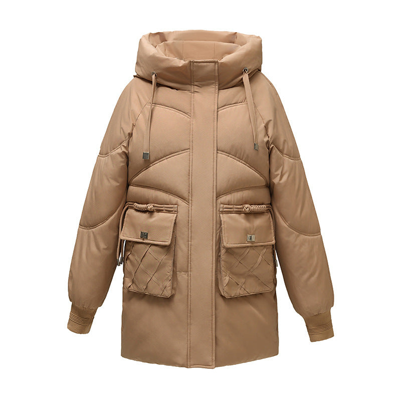 Winter Thick Mid-length Cotton Clothing Loose Plus Size Hooded Cotton-padded Jacket